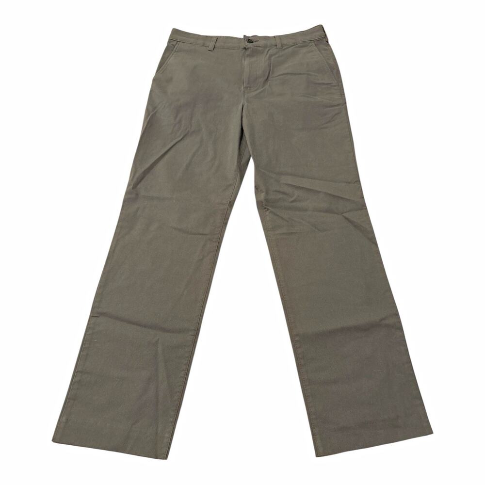 NWT Edwards Stretch Men's Gray Chino Pants Flat Front Straight Leg 32